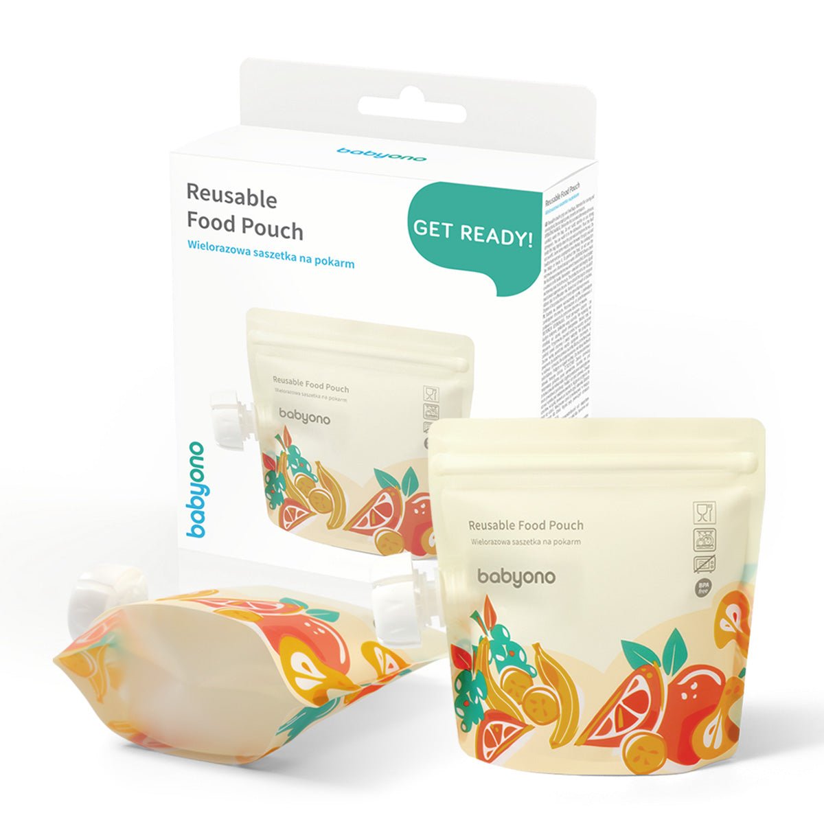 Reusable Food Sachets 150ml Pack of 5 | Sachets | Babyono for Mamas & Papas LB - 6hr