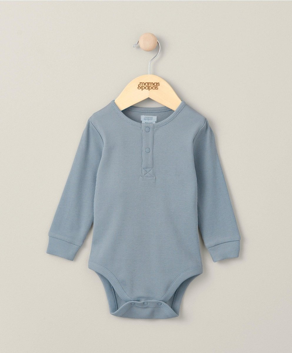 Ribbed Bodysuit - Blue | Bodysuit | Mamas & Papas for Mamas & Papas LB - 6hr