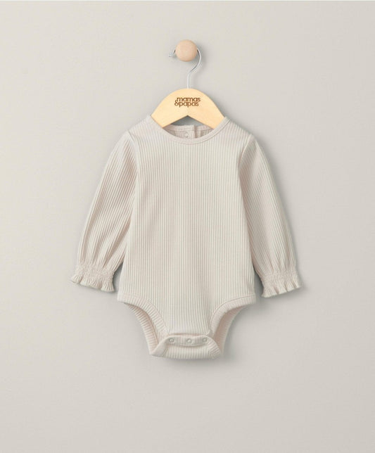 Ribbed Bodysuit - Cream | Bodysuit | Mamas & Papas for Mamas & Papas LB - 6hr
