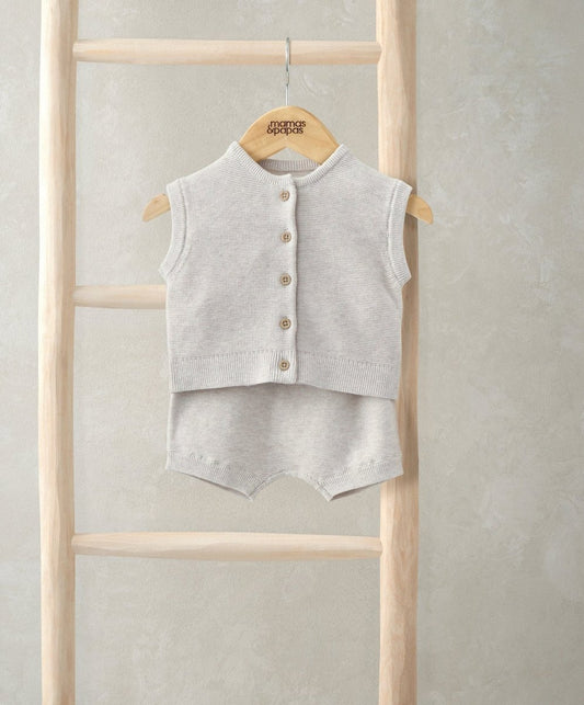 Ribbed Knit Cardigan & Shorts Set (2 Pieces) - Sand | Set | Mamas & Papas for Mamas & Papas LB - 6hr