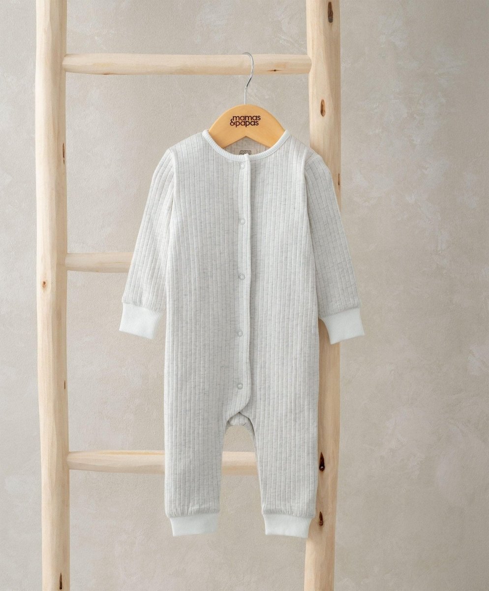 Ribbed Long - Sleeve Romper Grey | Romper | Mamas & Papas for Mamas & Papas LB - 6hr