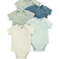 Ribbed Short - Sleeve Bodysuits (Set of 5) - Blue | Bodysuit | Mamas & Papas for Mamas & Papas LB - 6hr