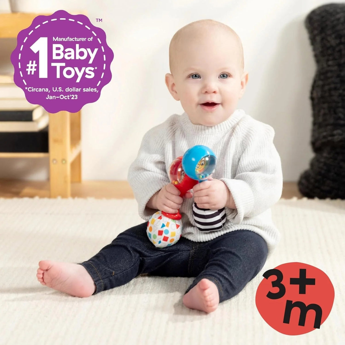 Shake & Groove Toy Maracas for Baby, Instrument Toy Baby Rattle with Soft Ends | Rattle | Baby Einstein for Mamas & Papas LB - 6hr