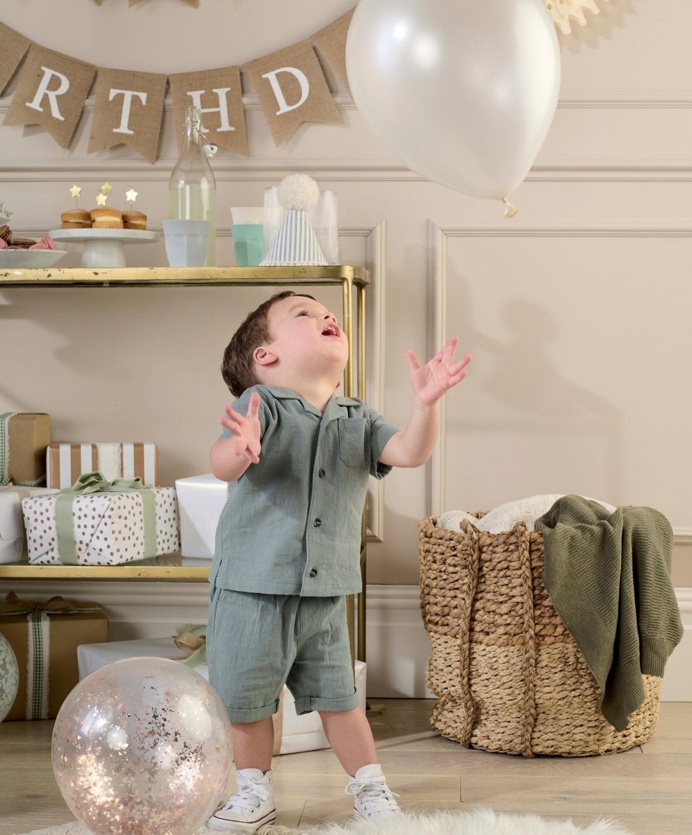 Shirt & Short Outfit Set - Green | Set | Mamas & Papas for Mamas & Papas LB - 6hr