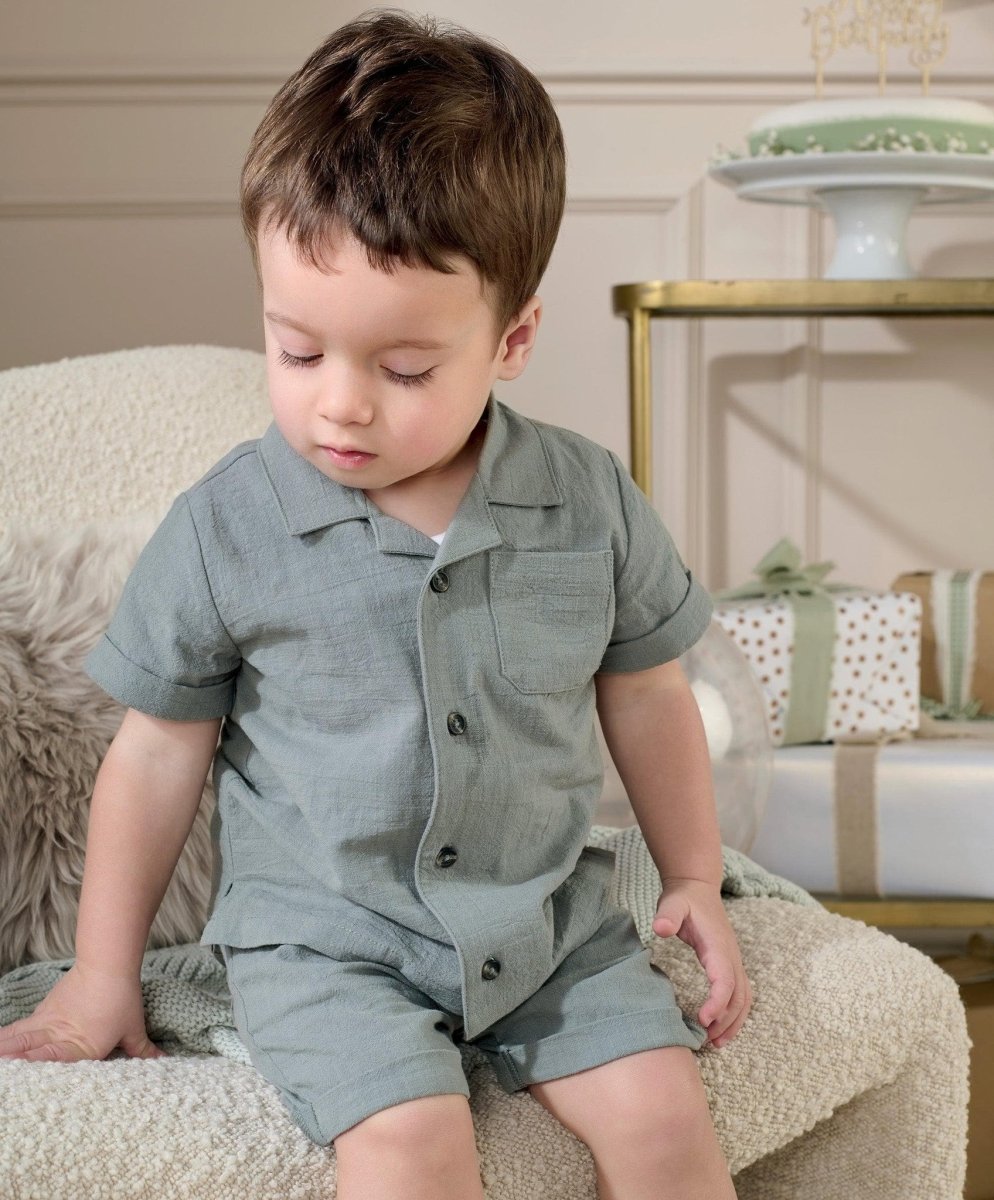 Shirt & Short Outfit Set - Green | Set | Mamas & Papas for Mamas & Papas LB - 6hr