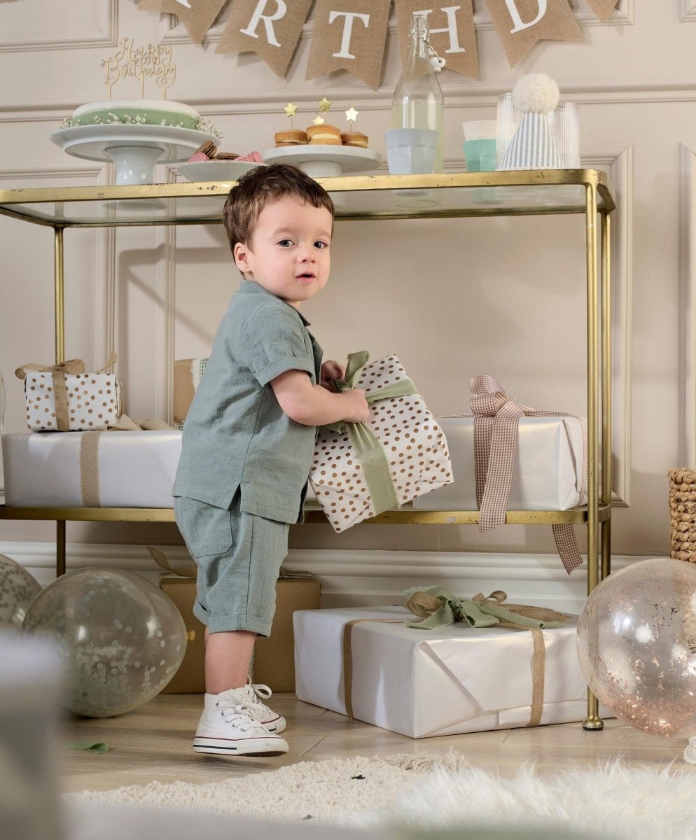 Shirt & Short Outfit Set - Green | Set | Mamas & Papas for Mamas & Papas LB - 6hr