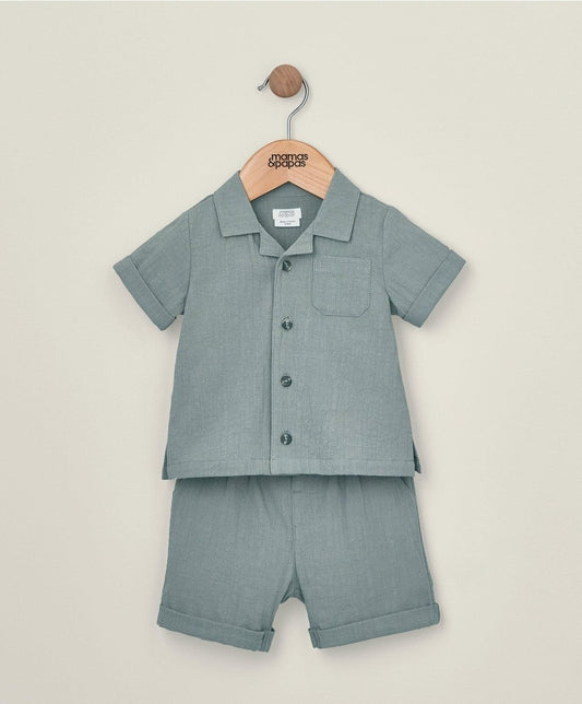 Shirt & Short Outfit Set - Green | Set | Mamas & Papas for Mamas & Papas LB - 6hr