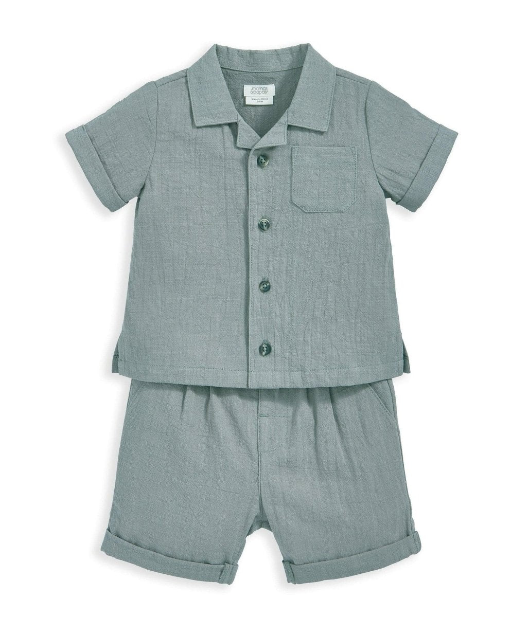 Shirt & Short Outfit Set - Green | Set | Mamas & Papas for Mamas & Papas LB - 6hr