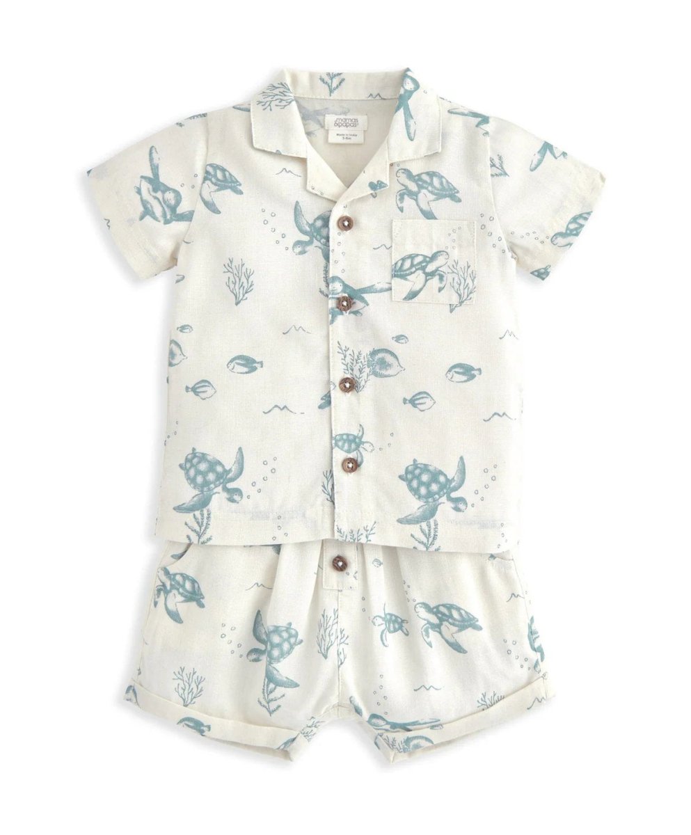 Shirt & Shorts Set (2 Pieces) - Turtle Print | Set | Mamas & Papas for Mamas & Papas LB - 6hr
