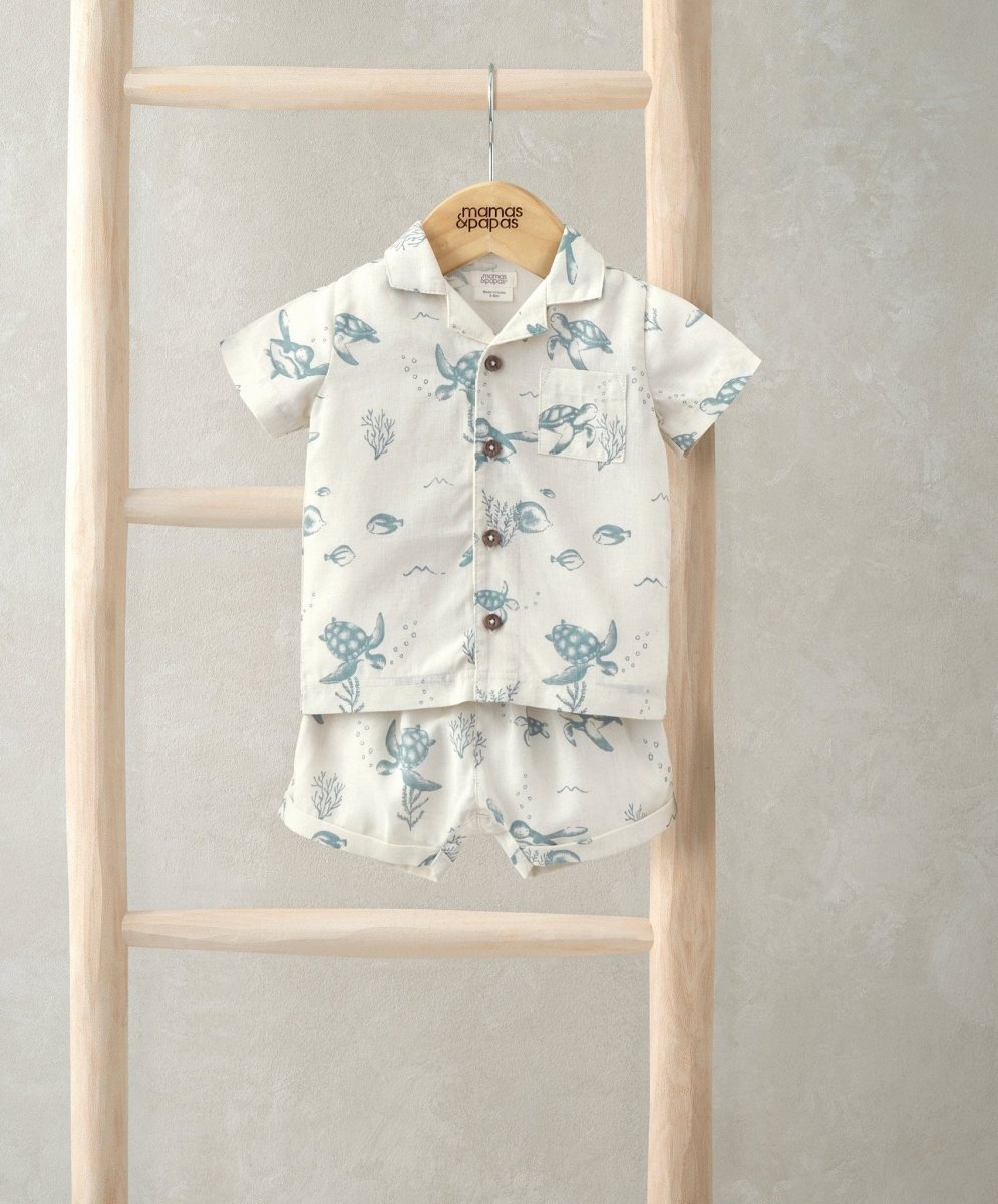 Shirt & Shorts Set (2 Pieces) - Turtle Print | Set | Mamas & Papas for Mamas & Papas LB - 6hr