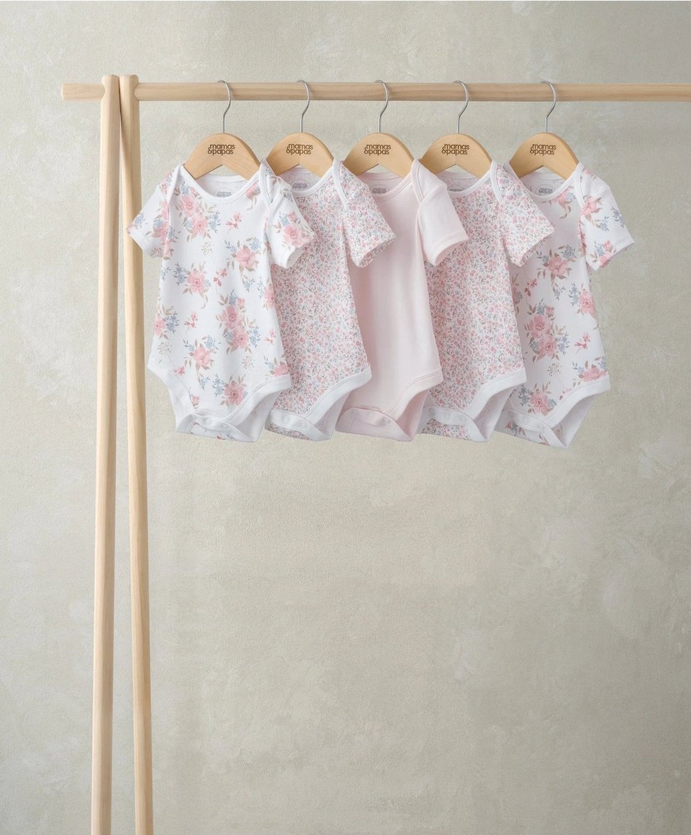 Short Sleeve Bodysuits (Pack of 5) - Floral | Bodysuit | Mamas & Papas for Mamas & Papas LB - 6hr