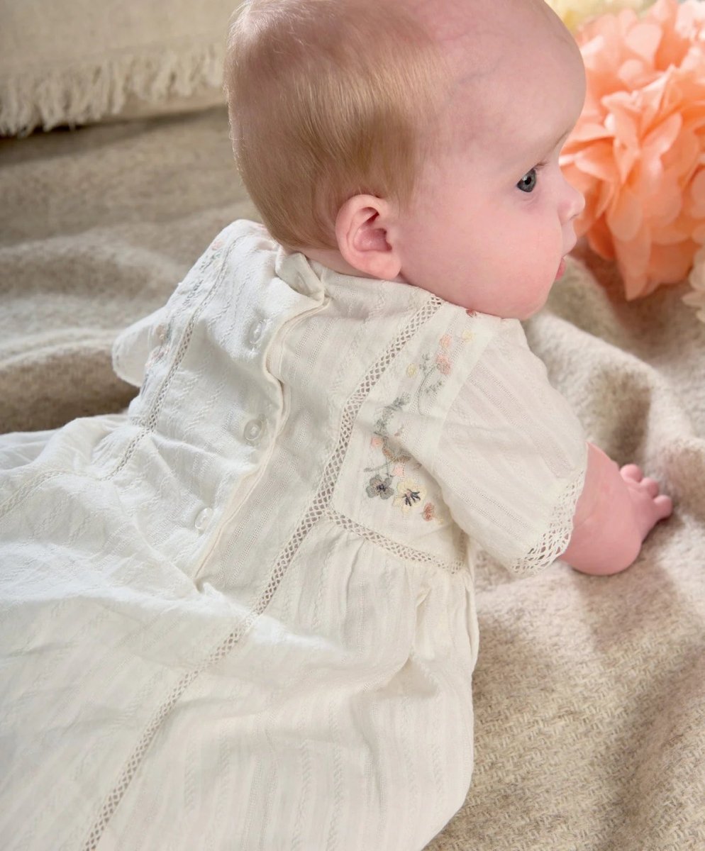 Short Sleeve Cotton Embroided Dress - Floral Print | Dress | Mamas & Papas for Mamas & Papas LB - 6hr