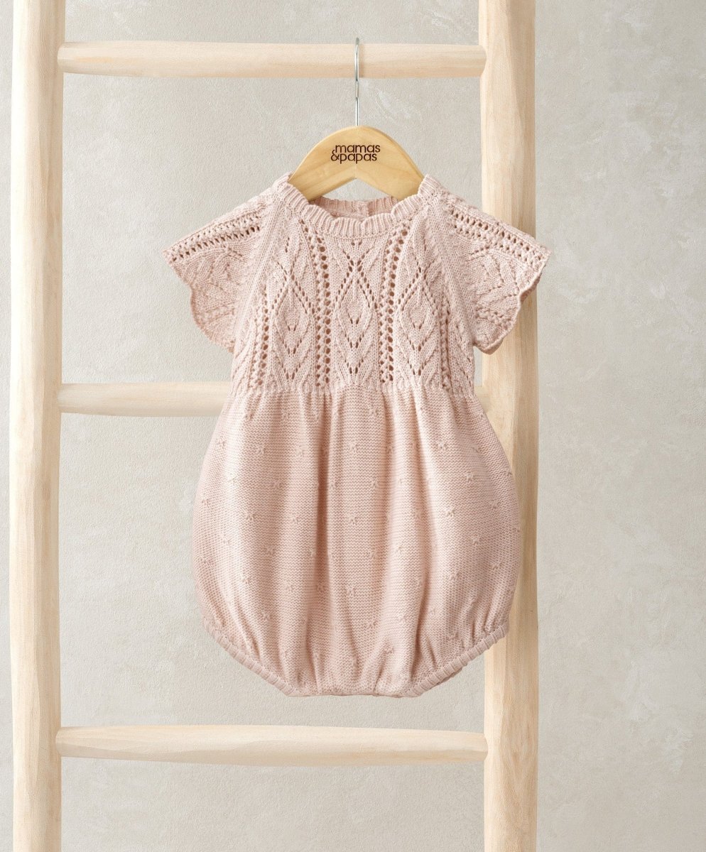 Short Sleeve Knit Romper - Pink | Romper | Mamas & Papas for Mamas & Papas LB - 6hr
