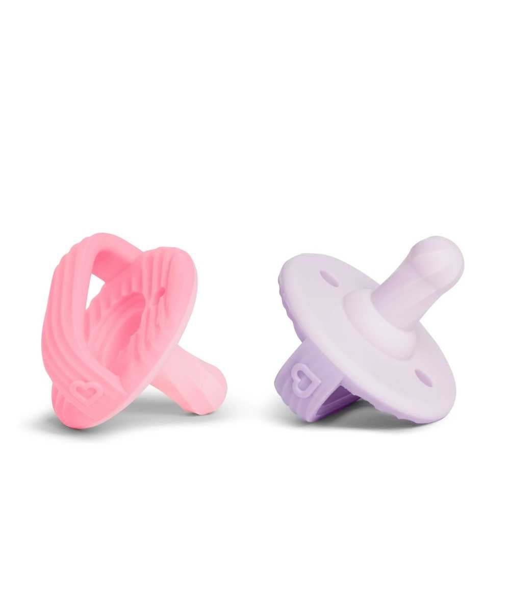 Sili - Soothe & Teethe Silicone Pacifier & Teether Pink/Purple - 2 Pack | Teether | Munchkin for Mamas & Papas LB - 6hr