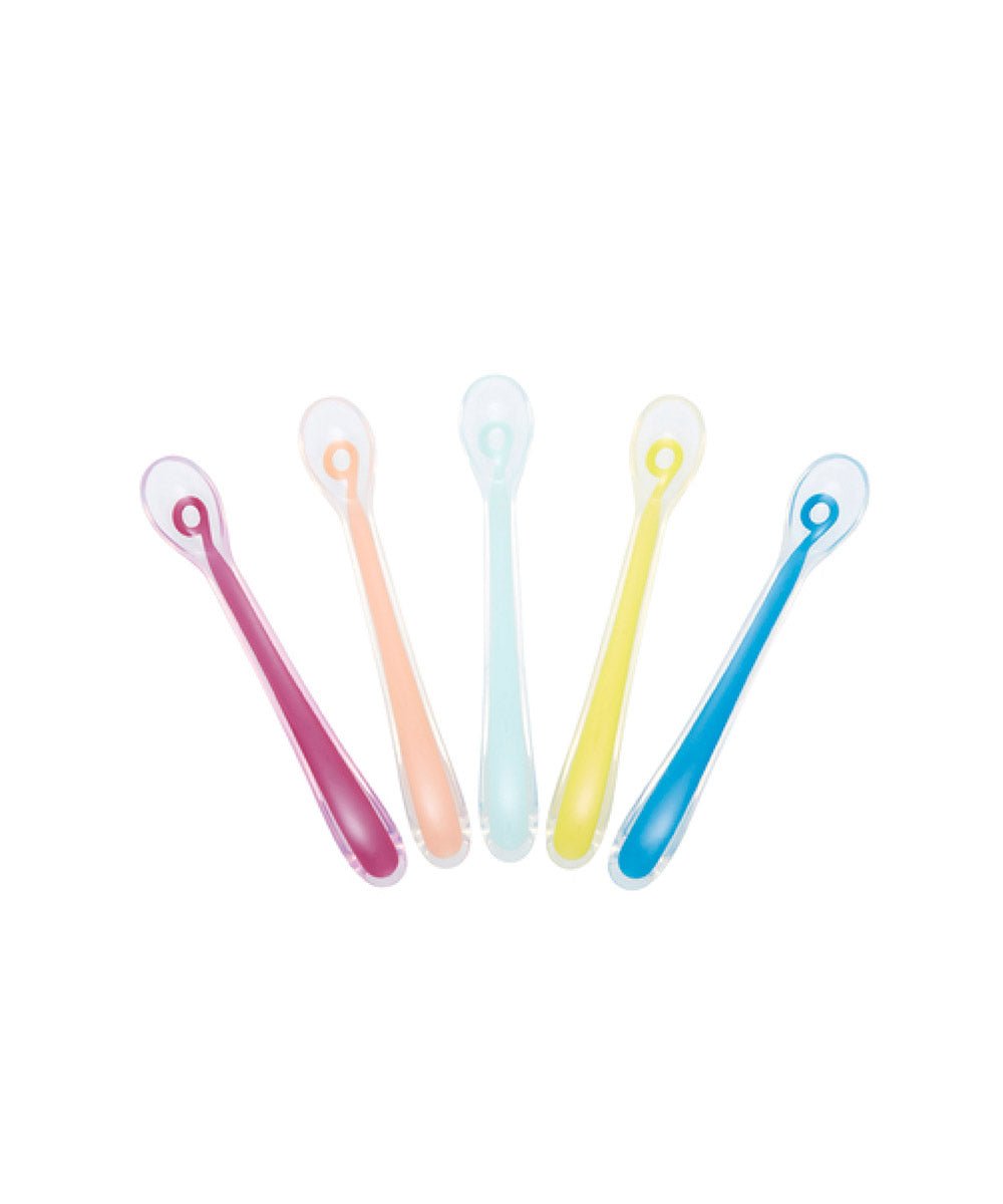 Silicone Baby Spoon Multi - colour 1st Age Pack of 5 | Utensil | Babymoov for Mamas & Papas LB - 6hr