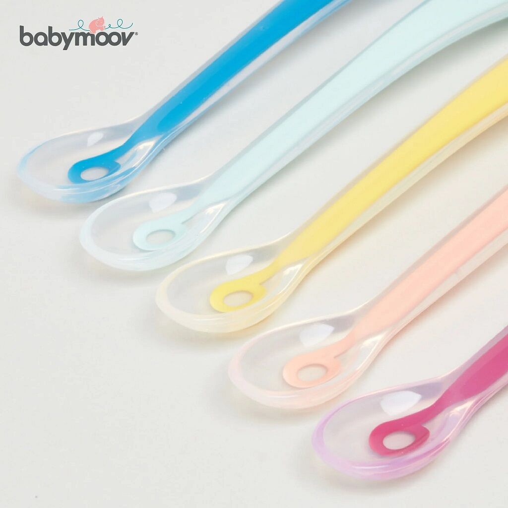 Silicone Baby Spoon Multi - colour 1st Age Pack of 5 | Utensil | Babymoov for Mamas & Papas LB - 6hr