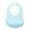 Ultrathin silicone bib, light aqua, open neck and two-snap closure