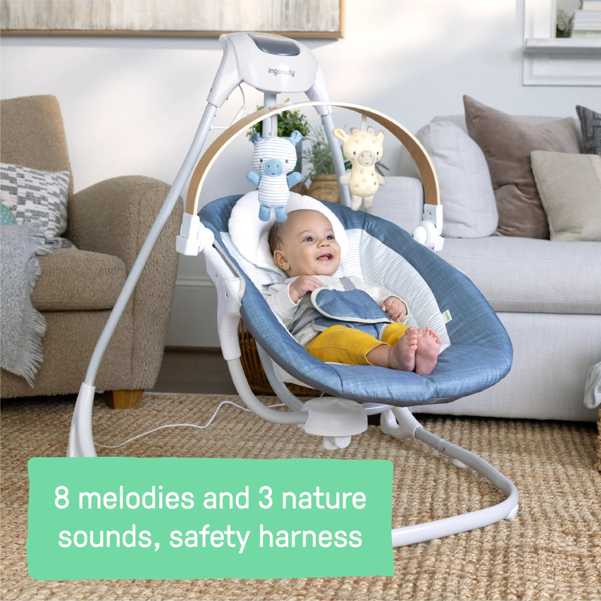 SimpleComfort Compact Soothing Swing - Chambray | Swing | Ingenuity for Mamas & Papas LB - Furniture & Nursery