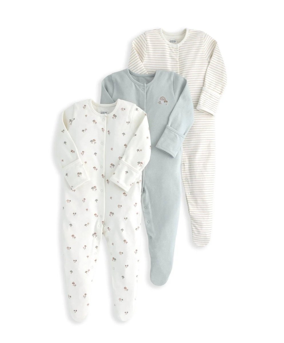 Sleepsuits (Pack of 3) - Mushroom Print | Sleepsuit | Mamas & Papas for Mamas & Papas LB - 6hr