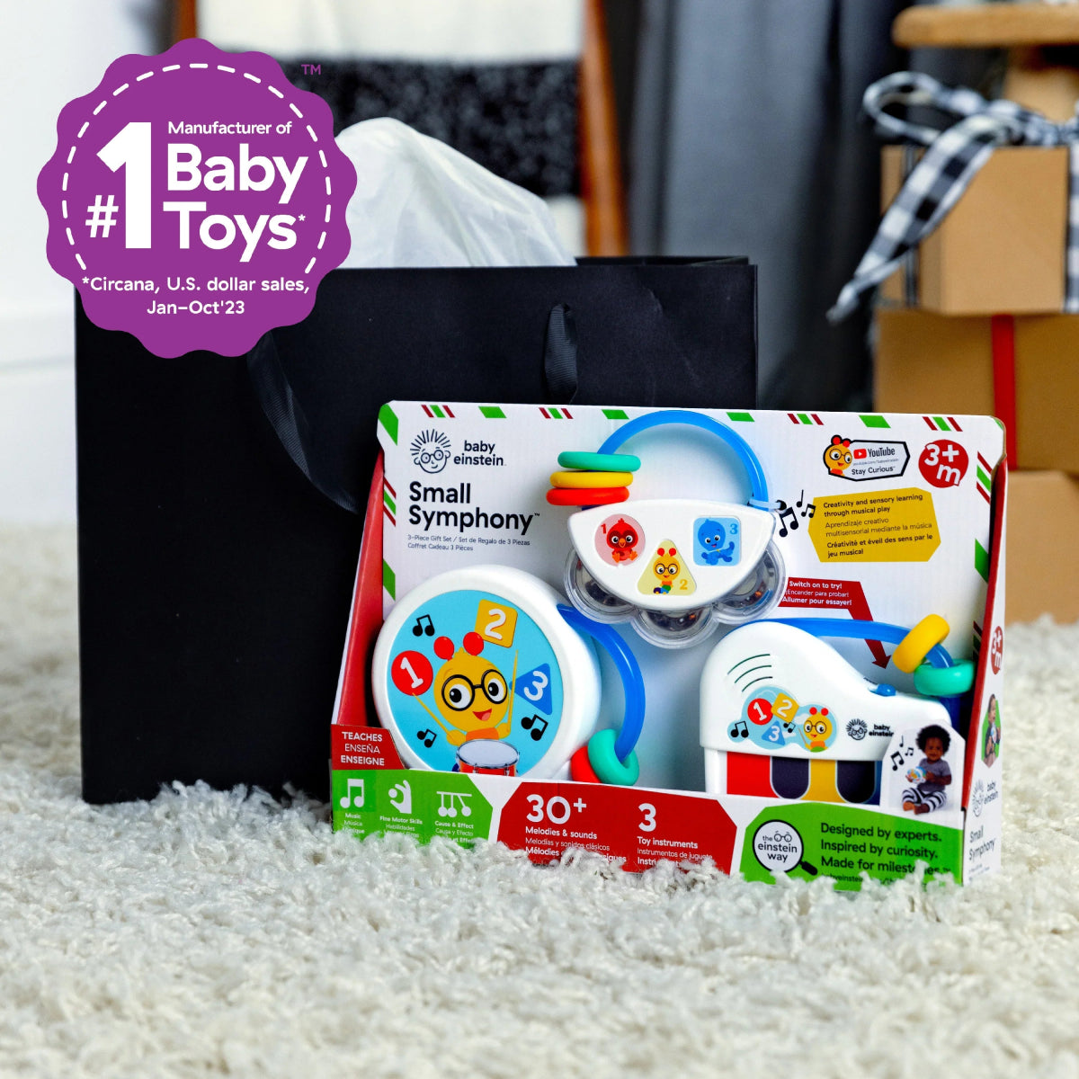 Small Symphony 3 - Piece Musical Toy Set, Ages 3m+ | Musical Toy | Baby Einstein for Mamas & Papas LB - 6hr