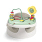 Baby floor seat with activity tray, mint top and gray base, yellow mirror toy