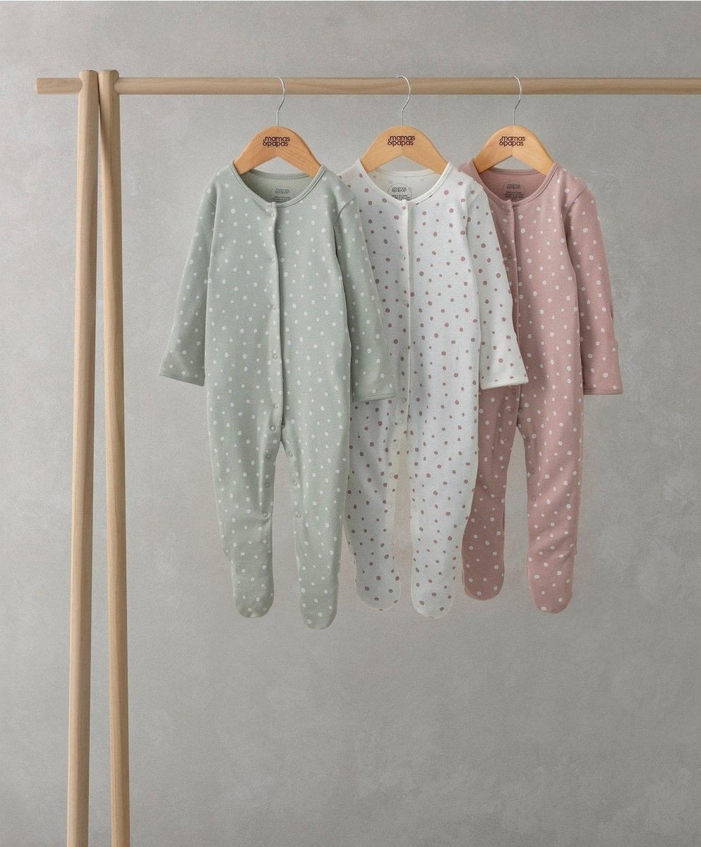 Spotty Sleepsuits Pack of 3 | Bodysuit | Mamas & Papas for Mamas & Papas LB - 6hr