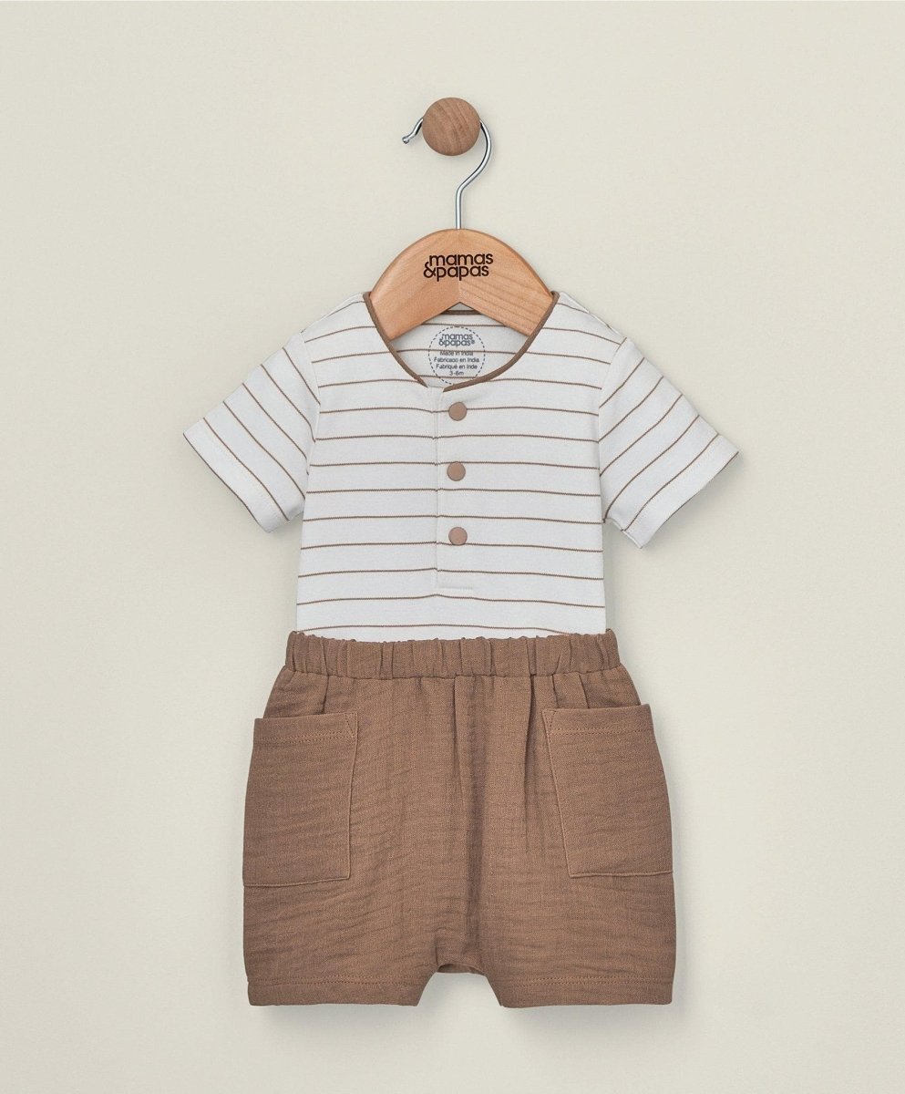 Stripe Bodysuit & Short Outfit Set | Sleepsuit | Mamas & Papas for Mamas & Papas LB - 6hr