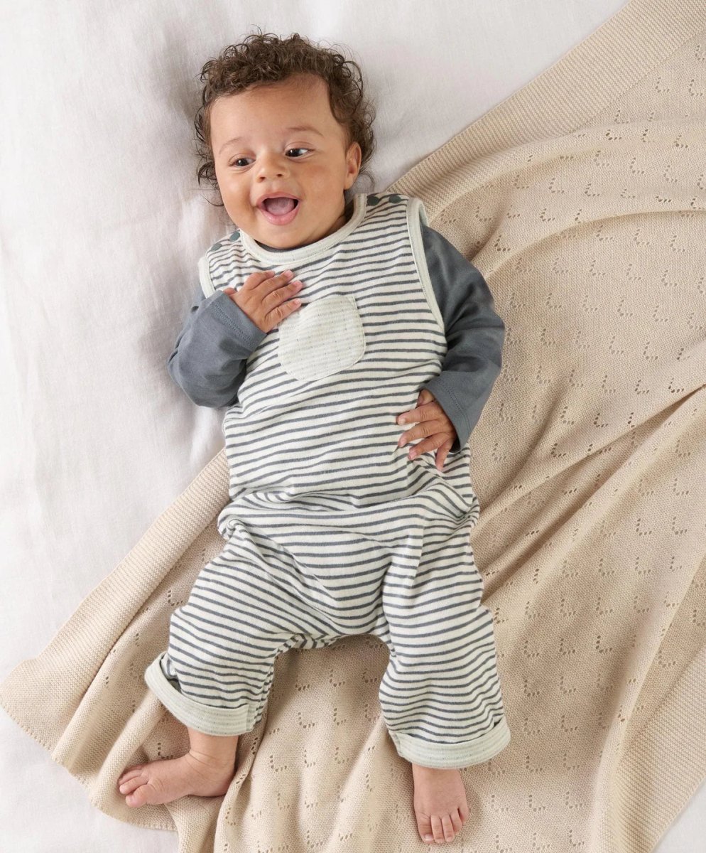 Stripe Dungarees & Bodysuit Outfit Set | Bodysuit | Mamas & Papas for Mamas & Papas LB - 6hr