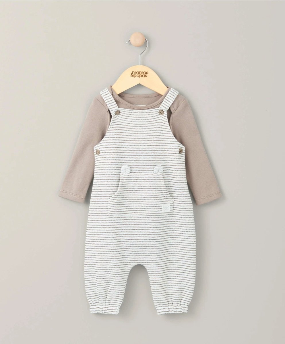 Stripe Dungarees & Bodysuit Outfit Set | Dungaree | Mamas & Papas for Mamas & Papas LB - 6hr