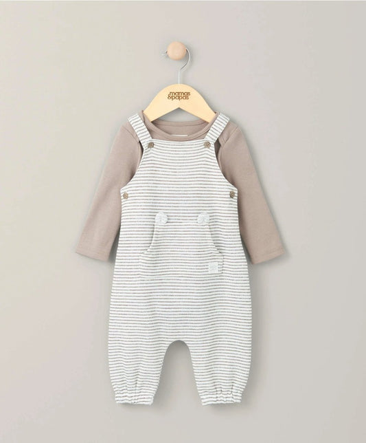 Stripe Dungarees & Bodysuit Outfit Set | Dungaree | Mamas & Papas for Mamas & Papas LB - 6hr