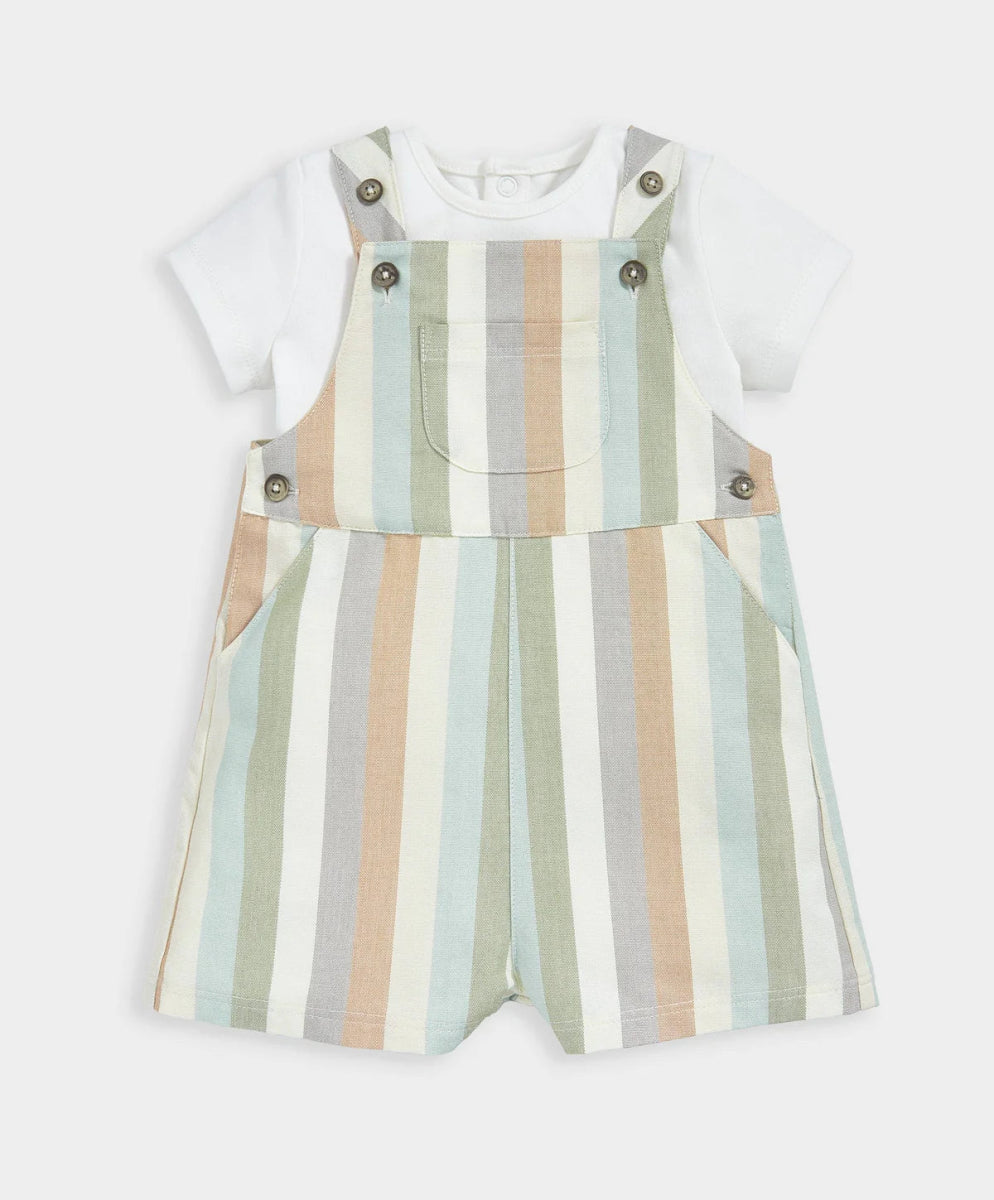 Stripe Woven Dungaree Outfit Set | Dungaree | Mamas & Papas for Mamas & Papas LB - 6hr