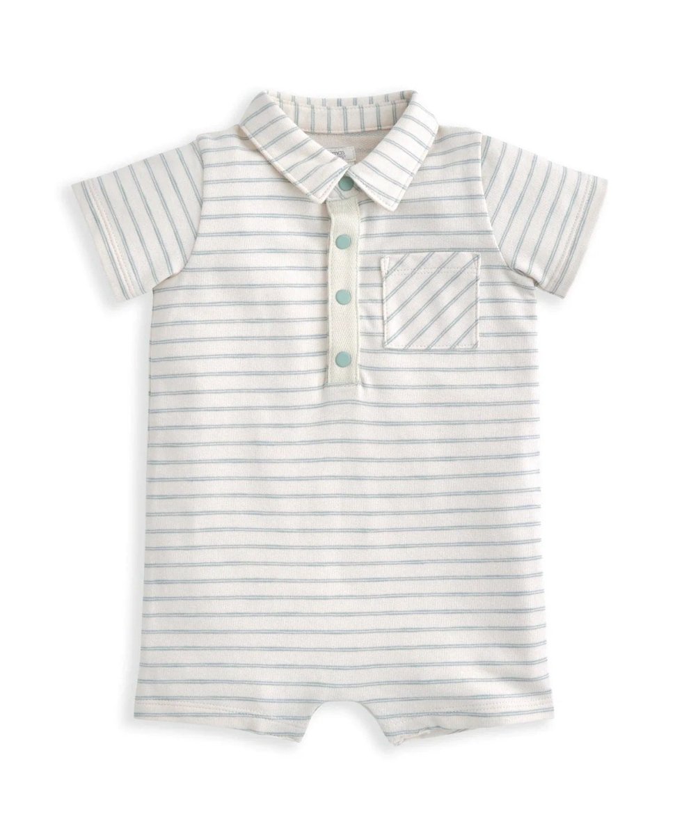 Striped Romper with Collar - White | Romper | Mamas & Papas for Mamas & Papas LB - 6hr