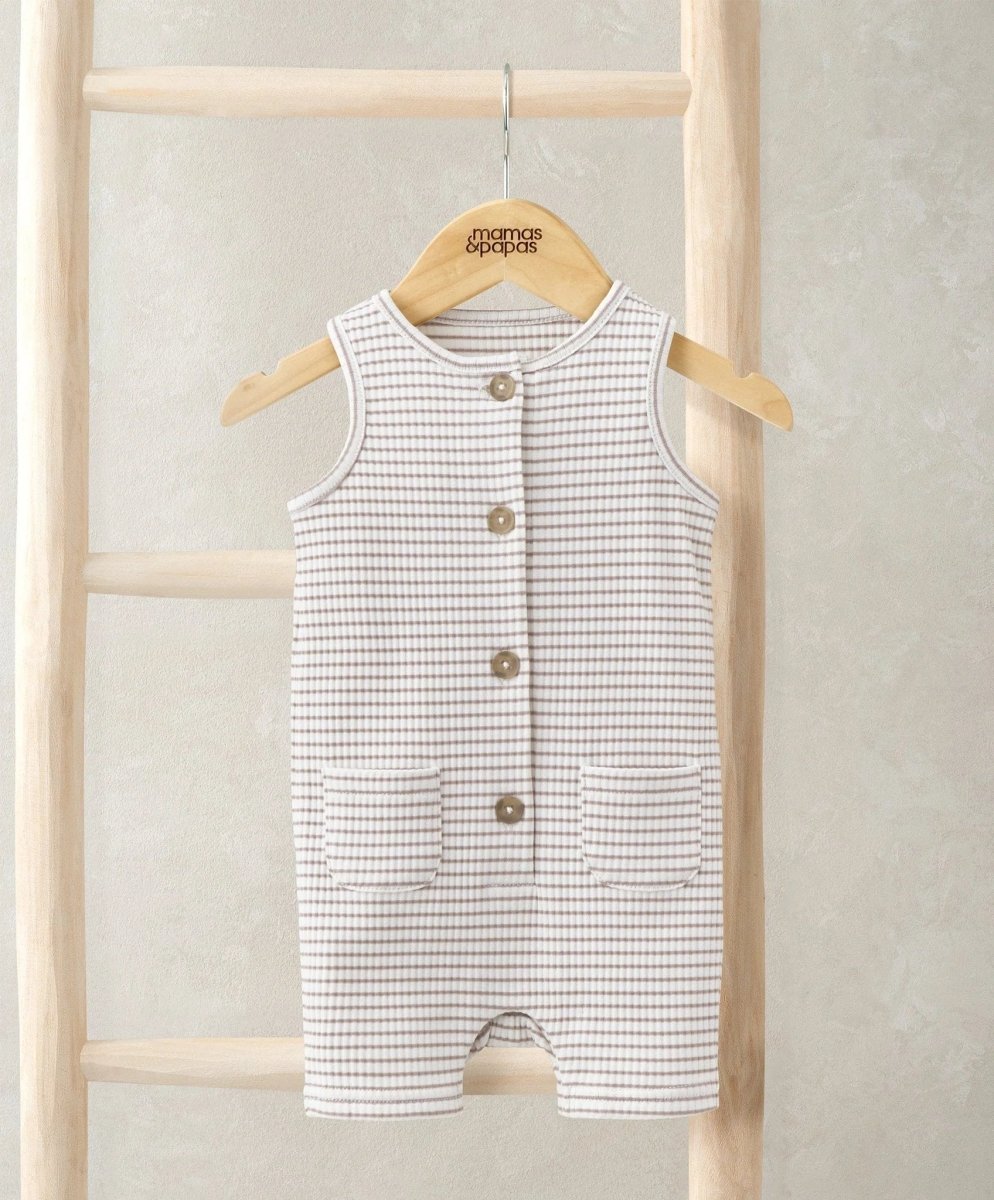 Striped Sleeveless Romper - Sand | Romper | Mamas & Papas for Mamas & Papas LB - 6hr