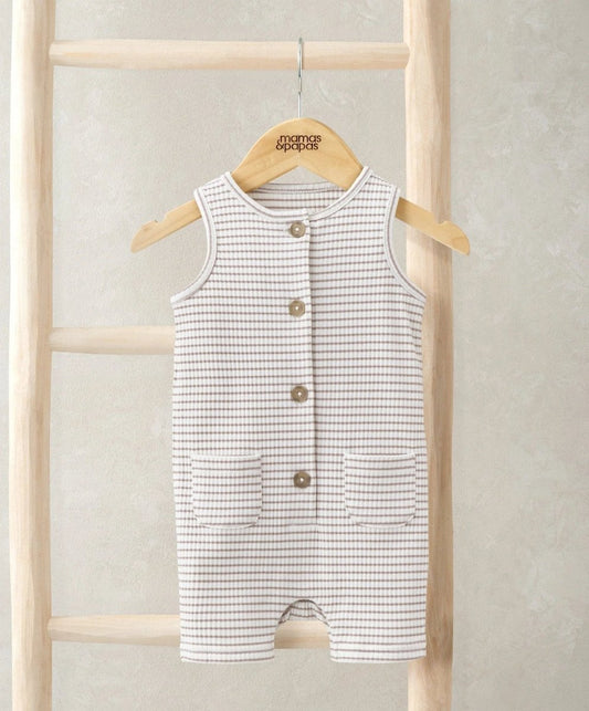 Striped Sleeveless Romper - Sand | Romper | Mamas & Papas for Mamas & Papas LB - 6hr
