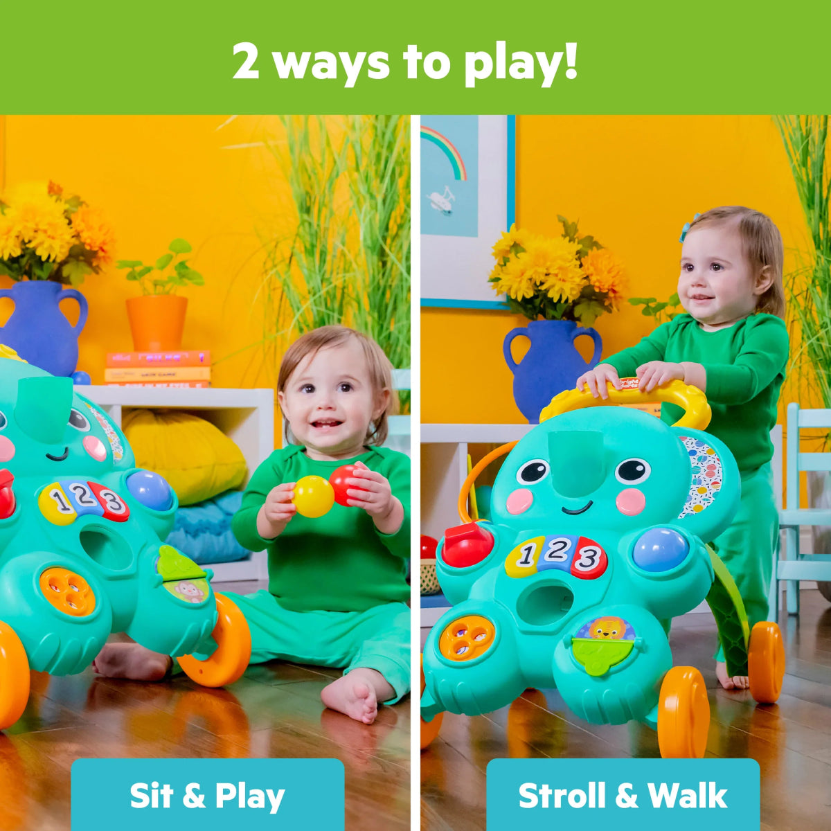 Stroll 'n Roll 2 - in - 1 Ball Play Walker - Elephant | Walker | Bright Starts for Mamas & Papas LB - Activity & Sensory Toys