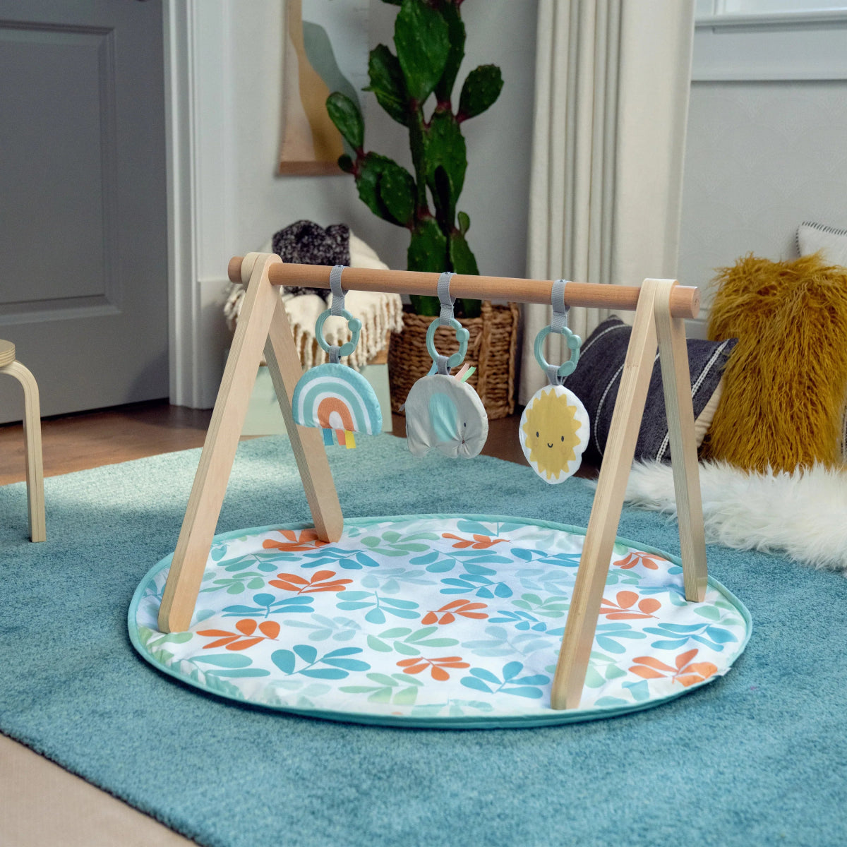 Sun Valley Wooden Toy Arch & Baby Play Mat | Play Gym | Ingenuity for Mamas & Papas LB - Activity & Sensory Toys