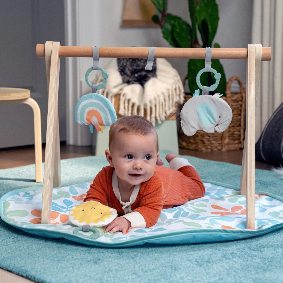 Sun Valley Wooden Toy Arch & Baby Play Mat | Play Gym | Ingenuity for Mamas & Papas LB - Activity & Sensory Toys