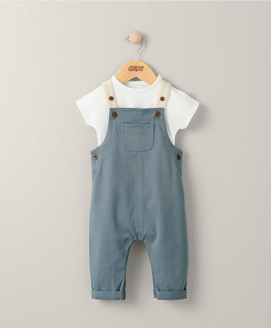 T-Shirt & Dungarees Outfit Set - Blue | Set | Mamas & Papas for Mamas & Papas LB - 6hr