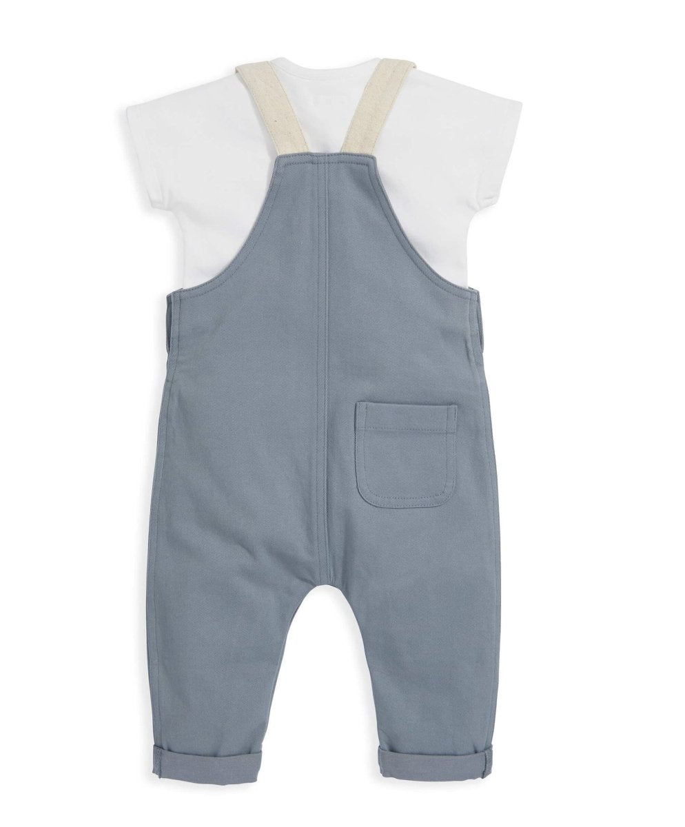 T-Shirt & Dungarees Outfit Set - Blue | Set | Mamas & Papas for Mamas & Papas LB - 6hr