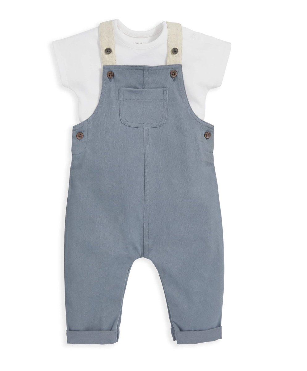 T-Shirt & Dungarees Outfit Set - Blue | Set | Mamas & Papas for Mamas & Papas LB - 6hr