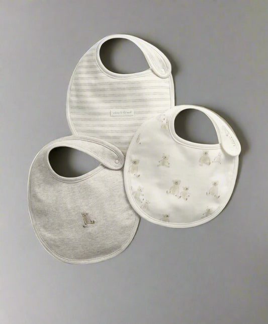 Teddy Bear Bibs (3 Pack) - One Size | Bib | Mamas & Papas for Mamas & Papas LB - Bibs & Muslins