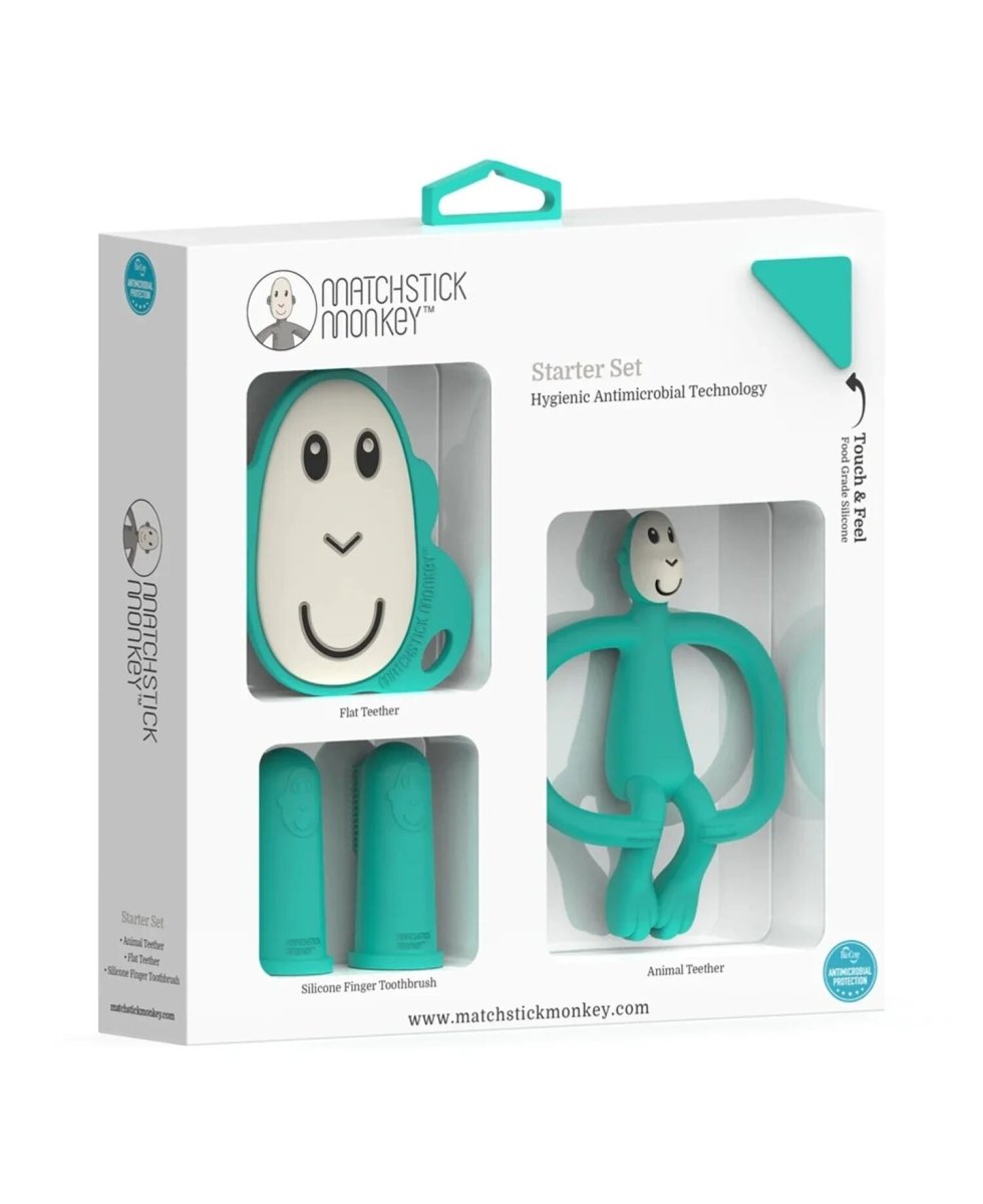 Teething Starter Set - Green Monkey | Teether | Matchstick Monkey for Mamas & Papas LB - Activity & Sensory Toys