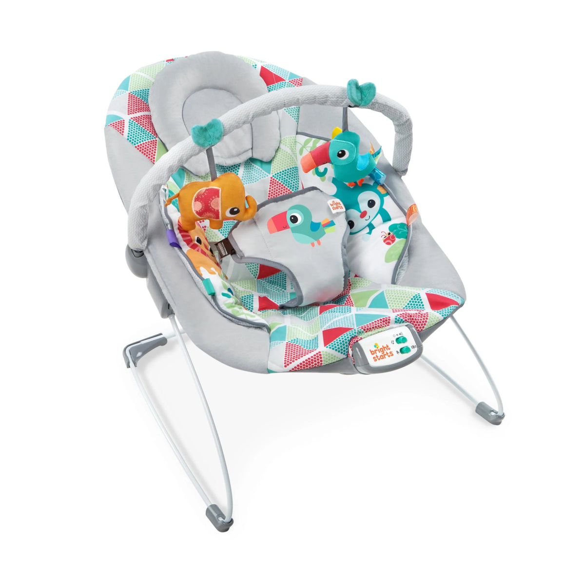 Toucan Tango Bouncer with Soothing Vibrations and Melodies | Bouncer | Bright Starts for Mamas & Papas LB - Furniture & Nursery