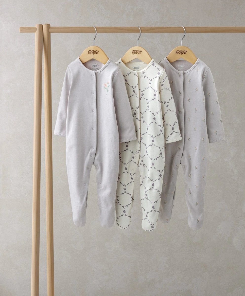 Trellis Print Sleepsuites (Set of 3) | Sleepsuit | Mamas & Papas for Mamas & Papas LB - 6hr