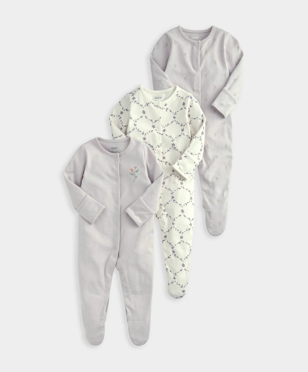 Trellis Print Sleepsuites (Set of 3) | Sleepsuit | Mamas & Papas for Mamas & Papas LB - 6hr