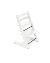 High chair in white wood with two-tier seat and arched backrest
