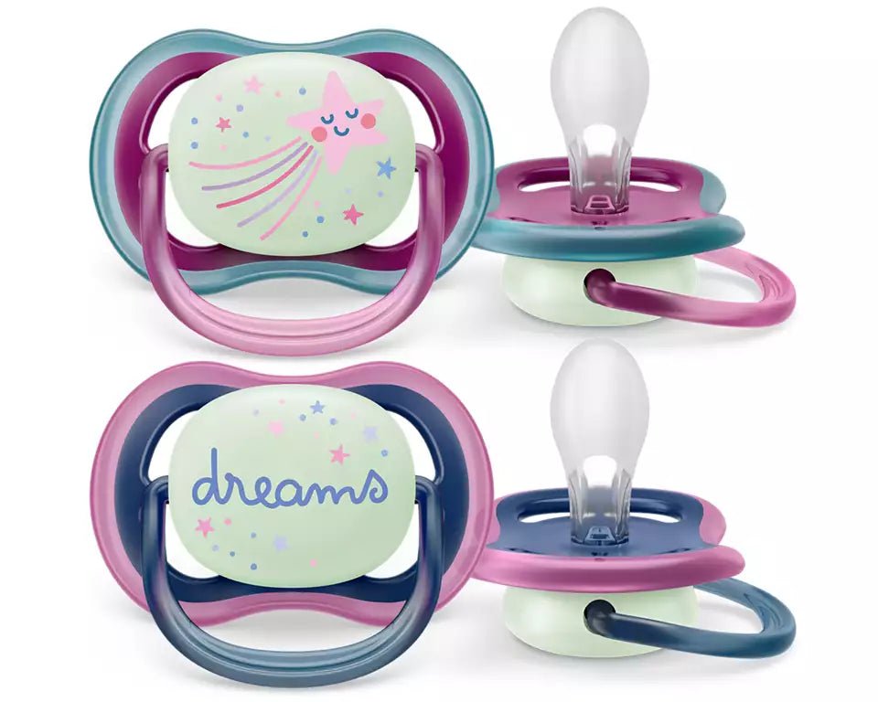Ultra Air Night Time Soother 6 - 18m Pack of 2 Dreams | Pacifier | Avent for Mamas & Papas LB - 6hr