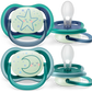 Ultra Air Night Time Soother 6 - 18m Pack of 2 | Pacifier | Avent for Mamas & Papas LB - 6hr