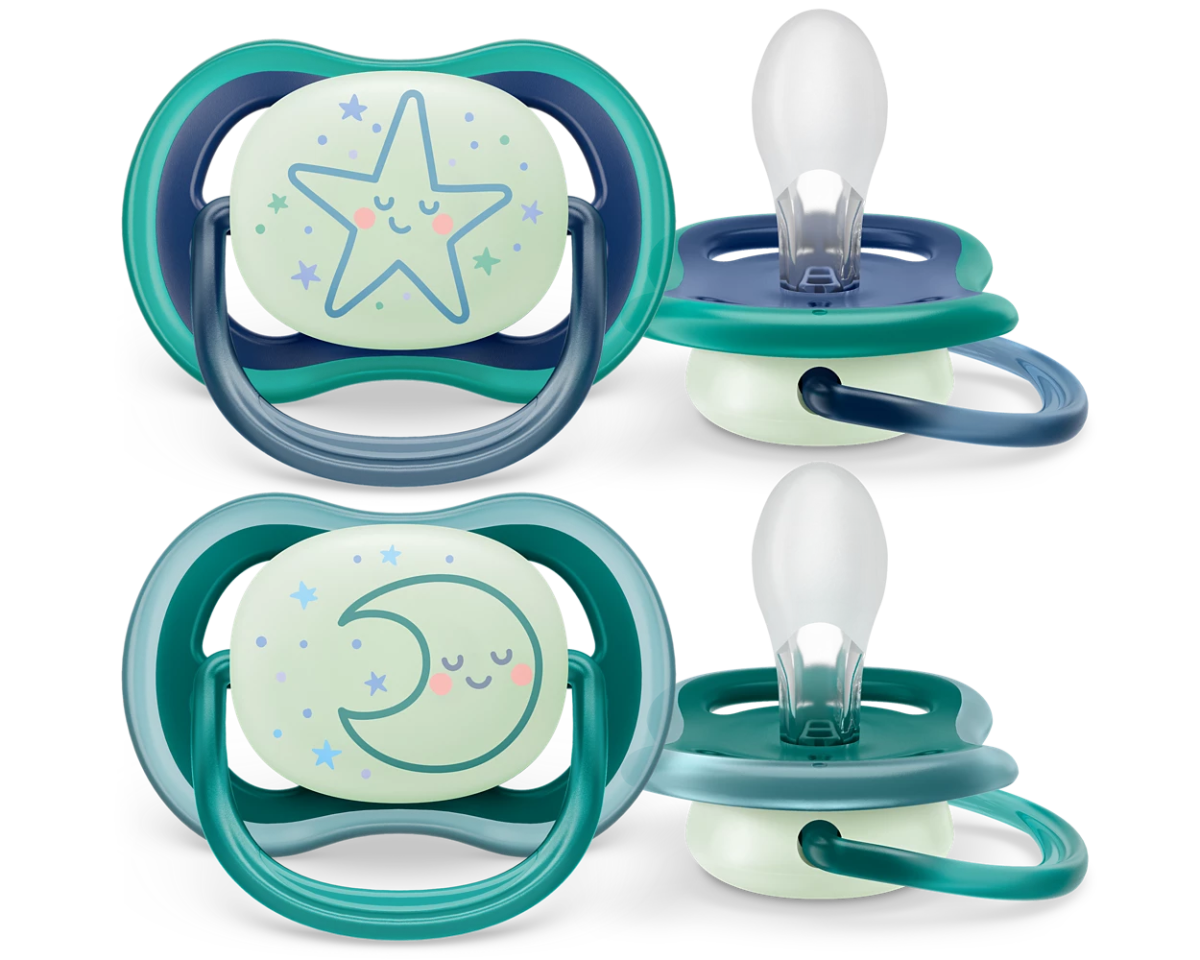 Ultra Air Night Time Soother 6 - 18m Pack of 2 | Pacifier | Avent for Mamas & Papas LB - 6hr