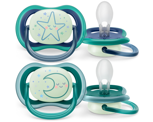 Ultra Air Night Time Soother 6 - 18m Pack of 2 | Pacifier | Avent for Mamas & Papas LB - 6hr